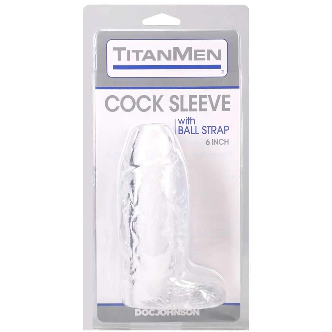 Titanmen - Cock Sleeve With Ball Strap - 6 Inch Clear