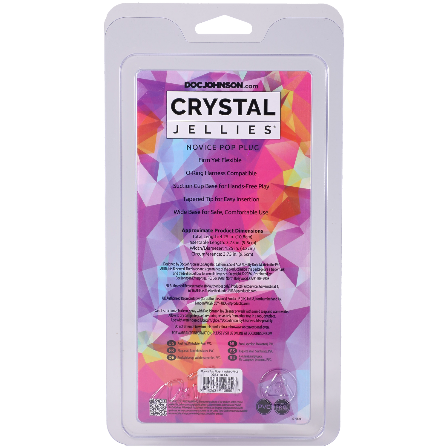 Crystal Jellies - Novice Pop Plug - 4 Inch Purple