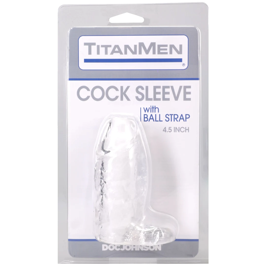 Titanmen - Cock Sleeve With Ball Strap - 4.5 Inch Clear