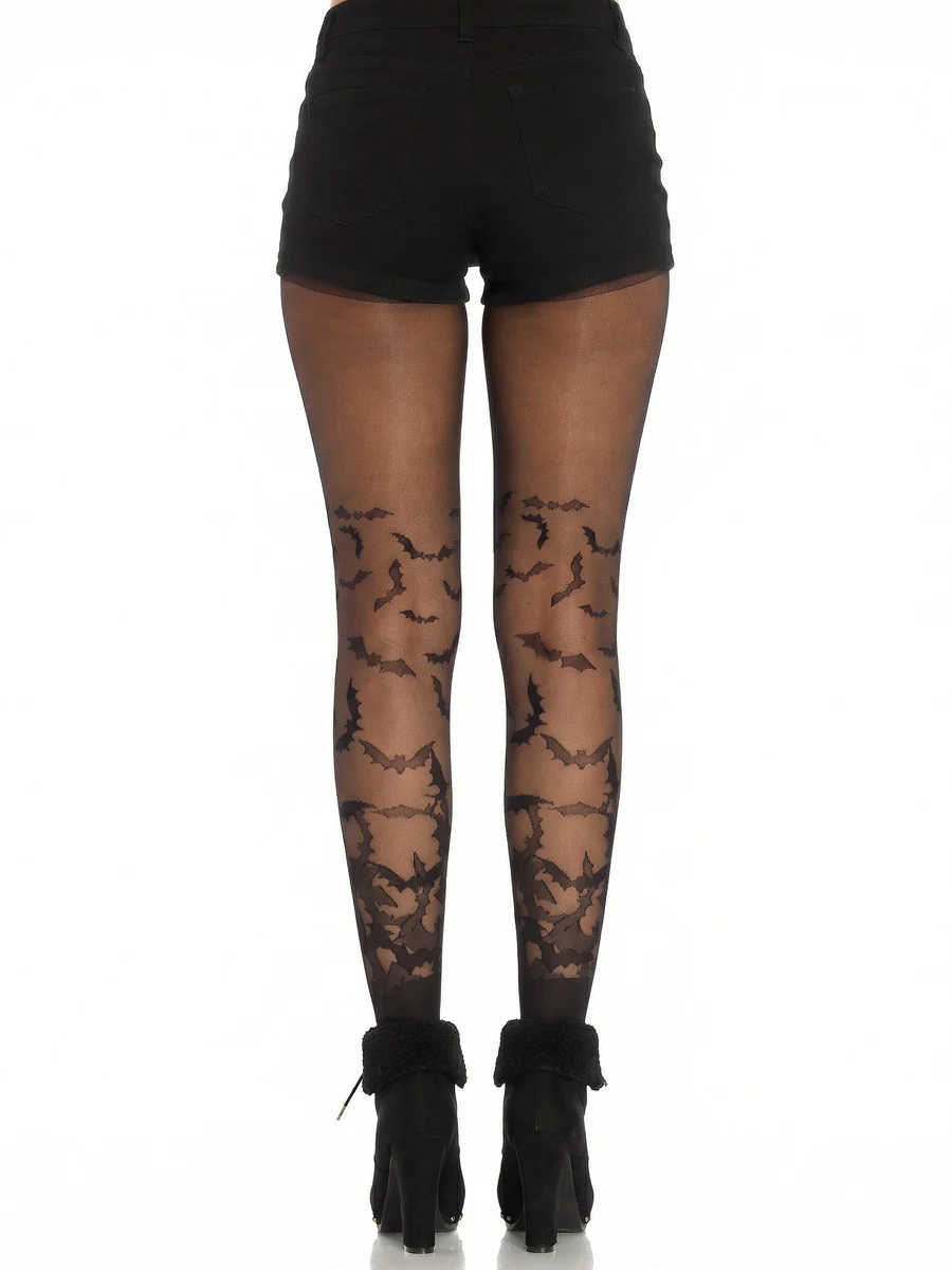 Bat Wing Sheer Tights Black Os