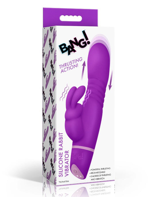 Thrusting Silicone Rabbit Vibrator - Purple