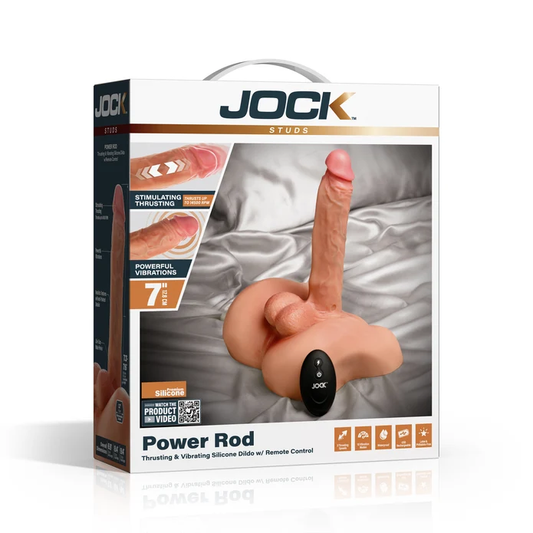 Jock Power Rod Thrusting & Vibrating Dildo With Remote Control Beige