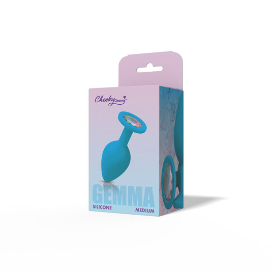 Gemma Clear Iridescent Gem Teal Silicone Plug - M