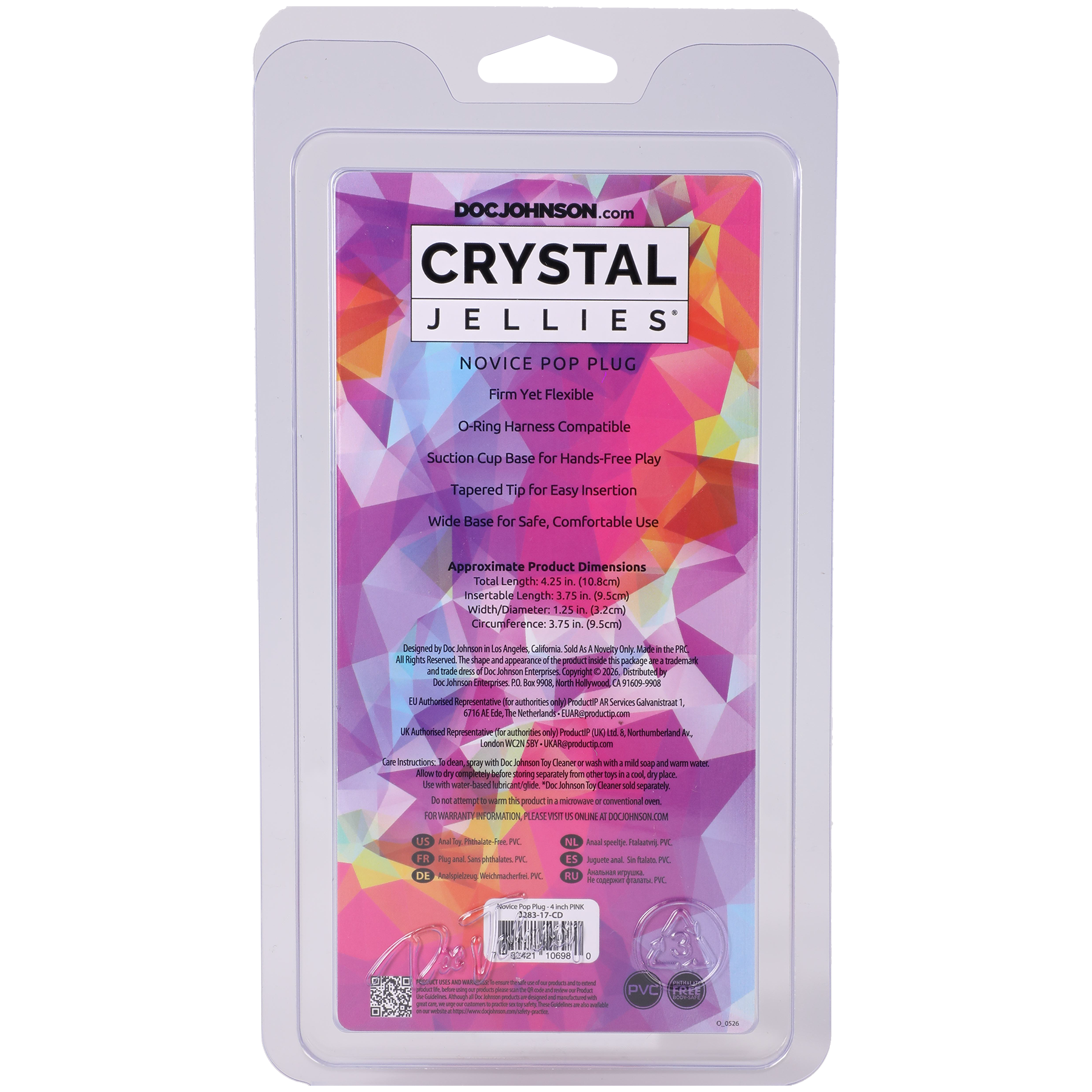 Crystal Jellies - Novice Pop Plug - 4 Inch Pink