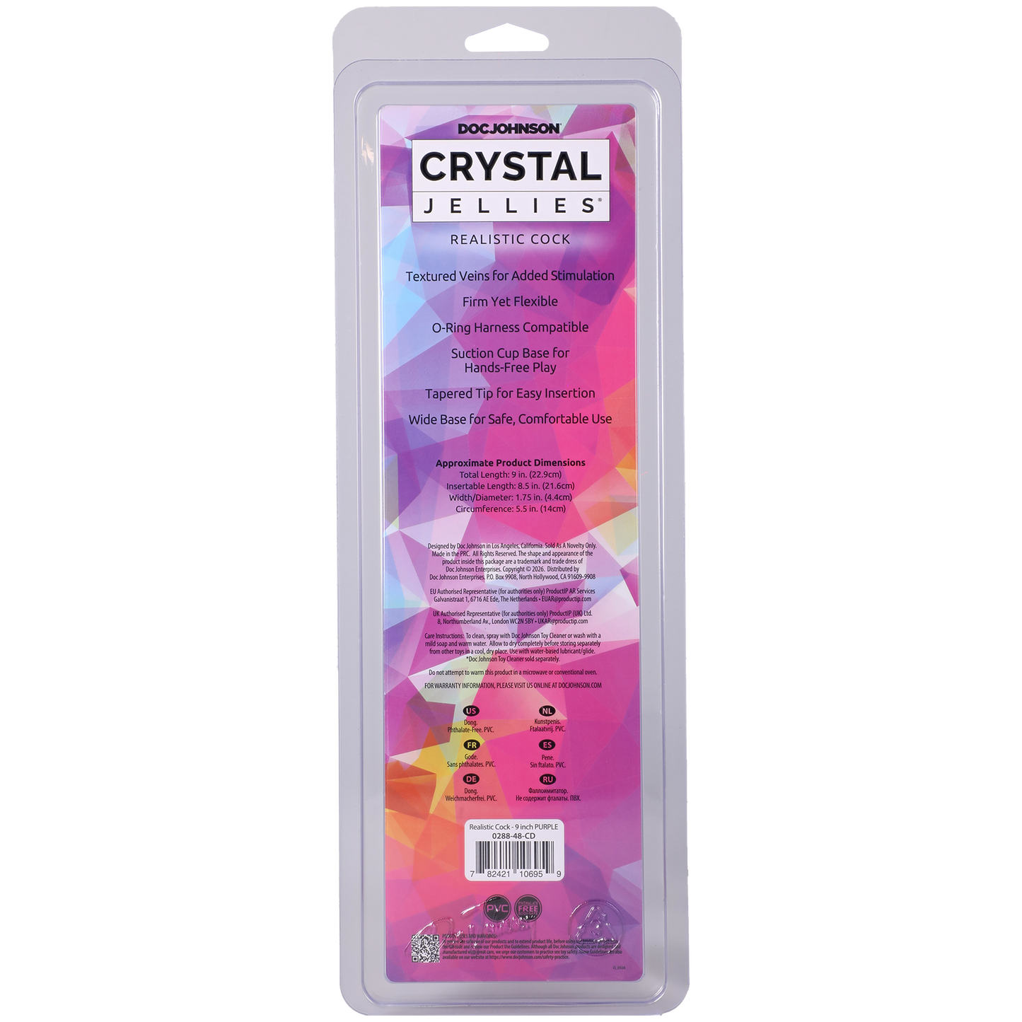 Crystal Jellies - Realistic Cock - 9 Inch Purple
