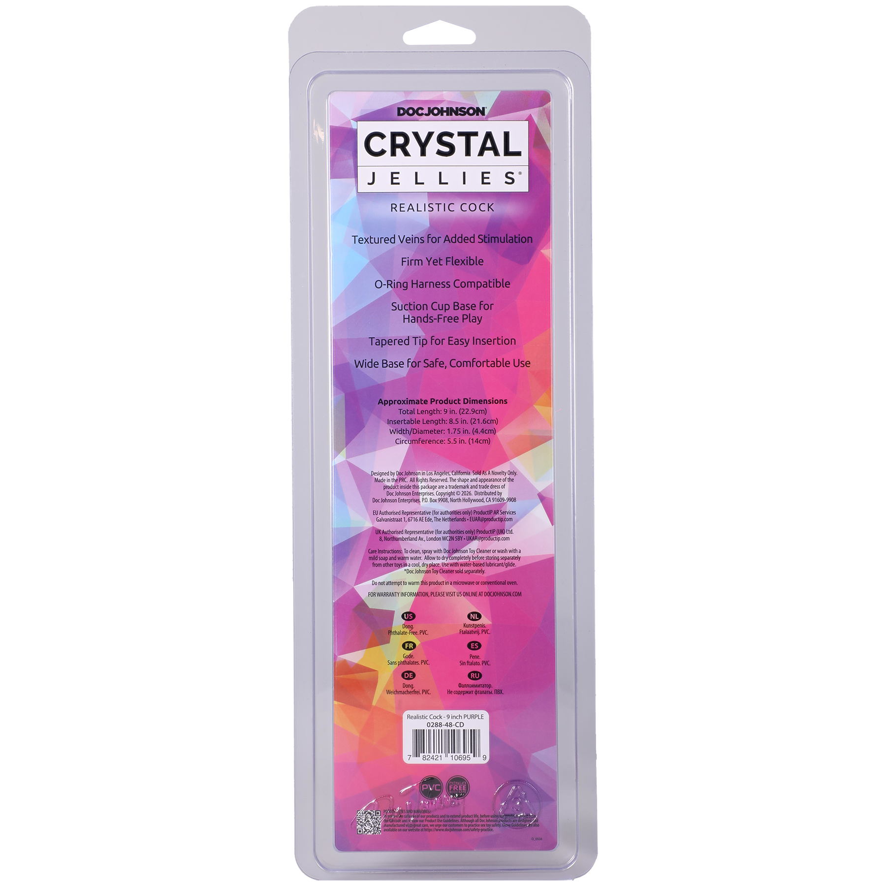 Crystal Jellies - Realistic Cock - 9 Inch Purple