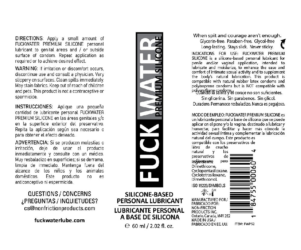 Fuck Water Premium Silicone Lubricant - 2 Fl. Oz.