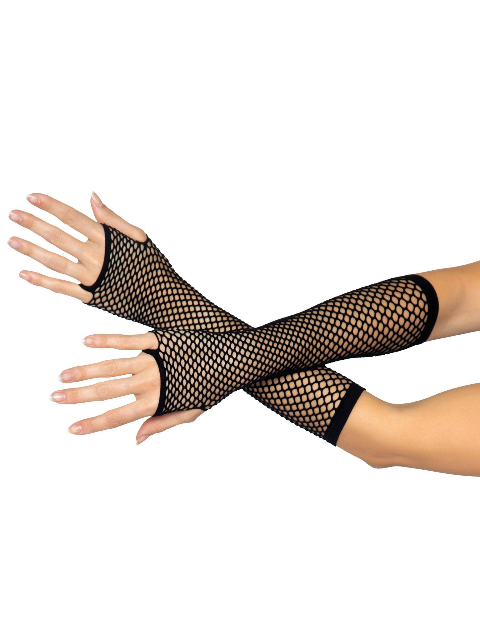 Triangle Net Fingerless Gloves - Black