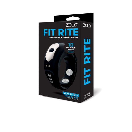 Zolo Fit Rite Vibrate Cock Ring with Snaps - Black