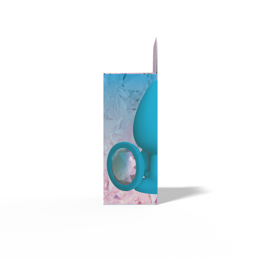 Gemma Clear Iridescent Gem Teal Silicone Plug - S