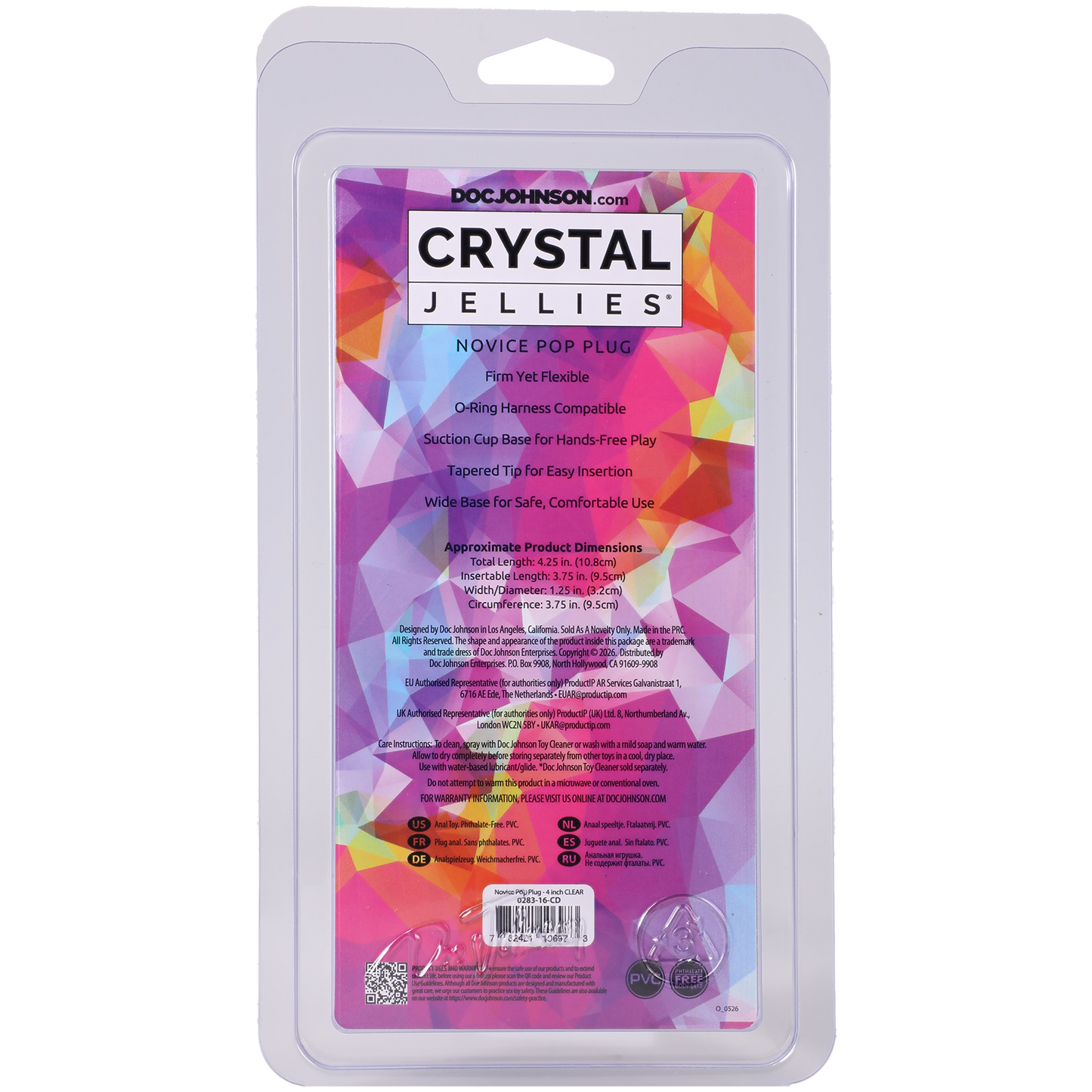 Crystal Jellies - Novice Pop Plug - 4 Inch Clear