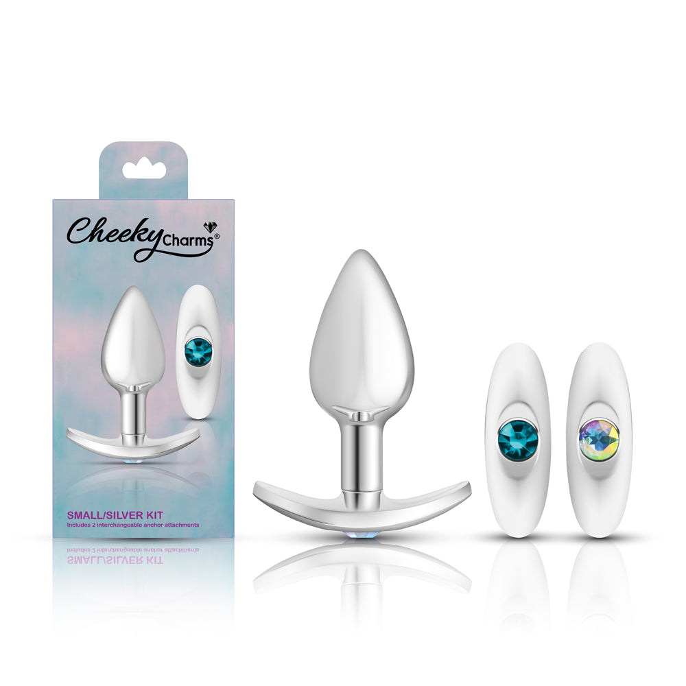 Silver Anchor Buttplug Kit - Clear Iridescent/teal