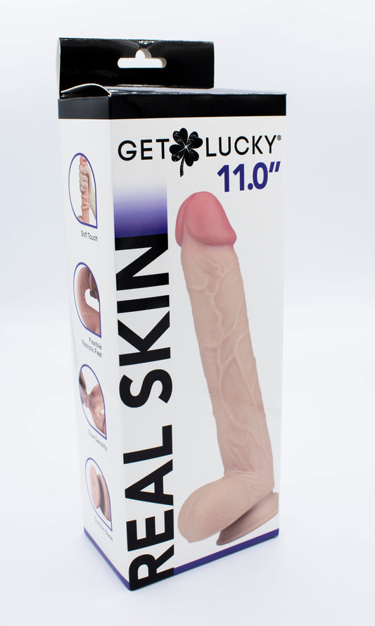 Get Lucky Real Skin 11 Dual Layer Dildo Beige