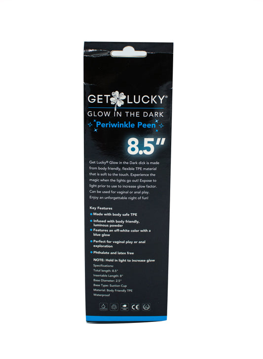 Get Lucky Glow-in-the-Dark Periwinkle Peen 8.5" Dildo