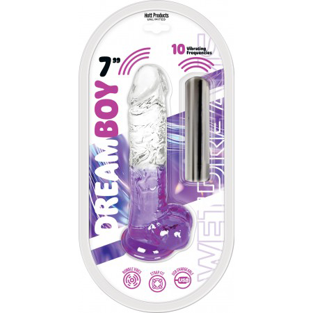 Dream Boy 7" - Jelly Vibrator Wet Dreams - Clear Purple