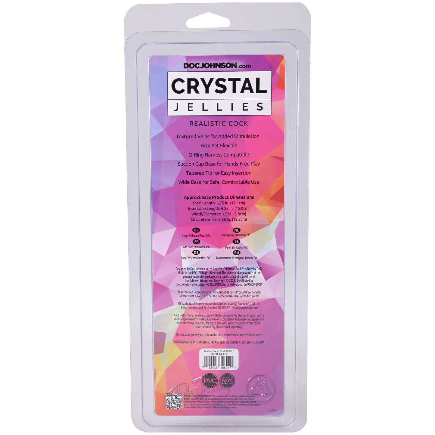 Crystal Jellies - Realistic Cock - 7 Inch Purple