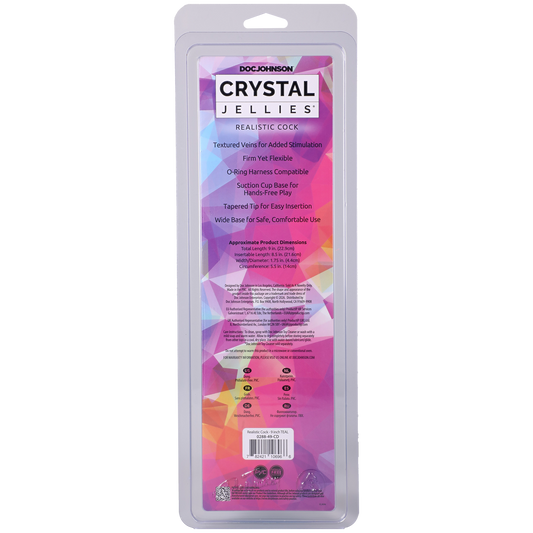 Crystal Jellies - Realistic Cock - 9 Inch Teal