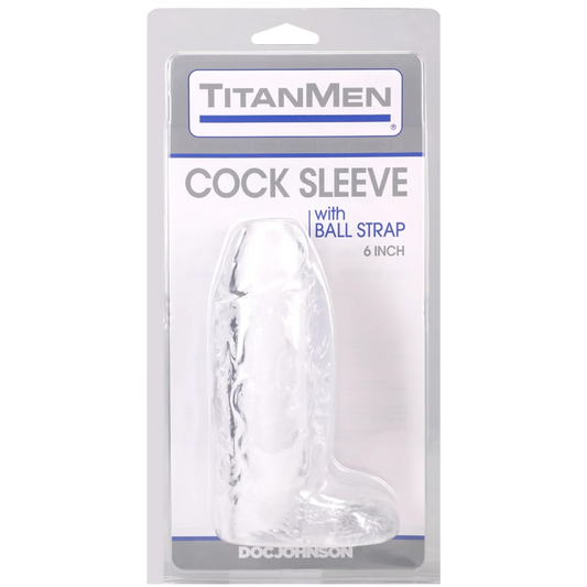 Titanmen - Cock Sleeve With Ball Strap - 6 Inch Clear
