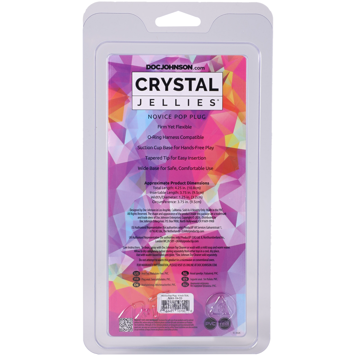 Crystal Jellies - Novice Pop Plug - 4 Inch Teal