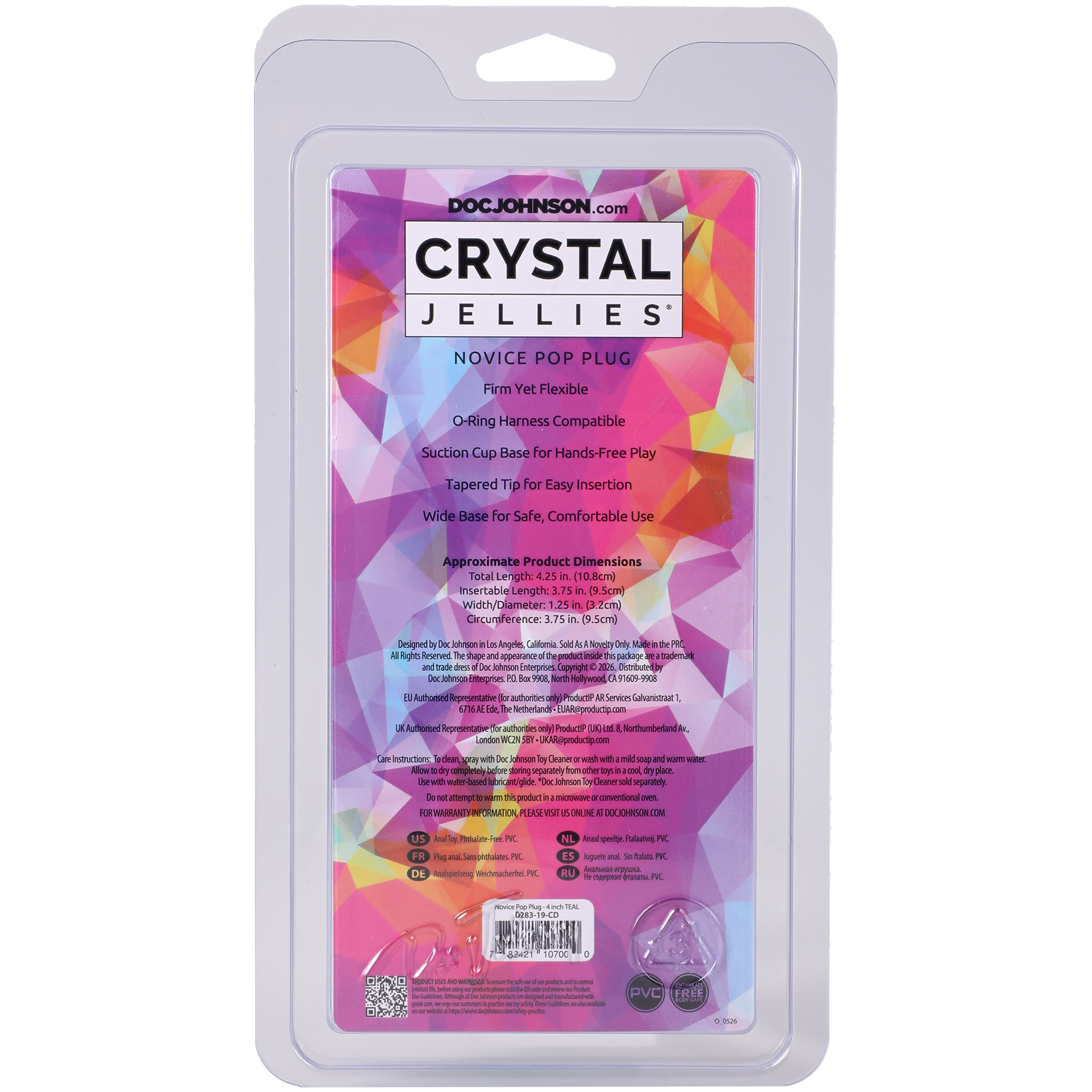 Crystal Jellies - Novice Pop Plug - 4 Inch Teal