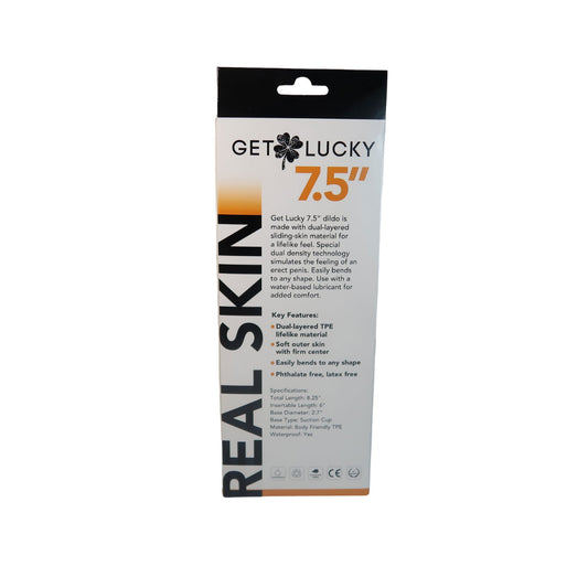 Get Lucky Real Skin 7.5" Dual Layer Dildo Light Brown