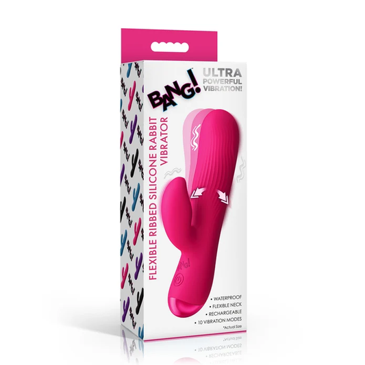 Bg Ribbed Silicone Rabbit Vibrator Pink