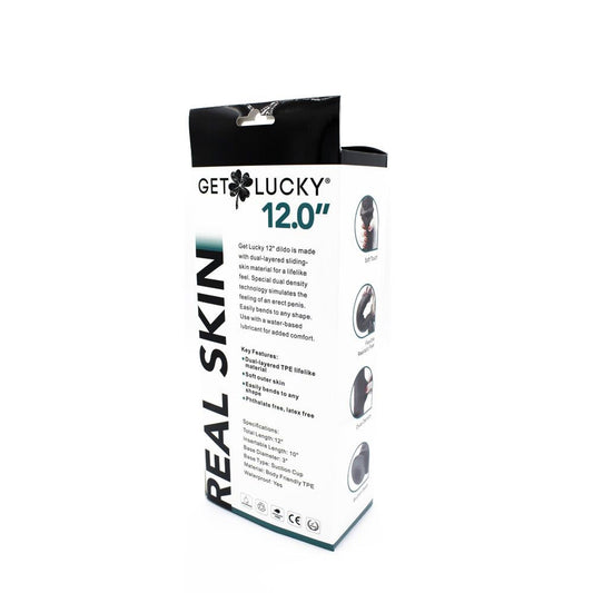 Get Lucky Real Skin 12 Dual Layer Dildo Dark Brown