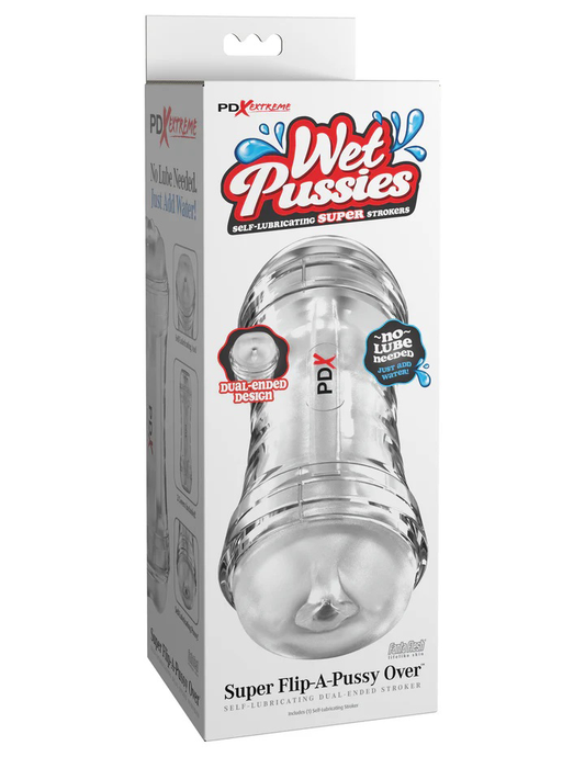 Pdx Extreme Wet Pussies Super Flip a Pussy Over Self-Lubricating Stroker - Frosted