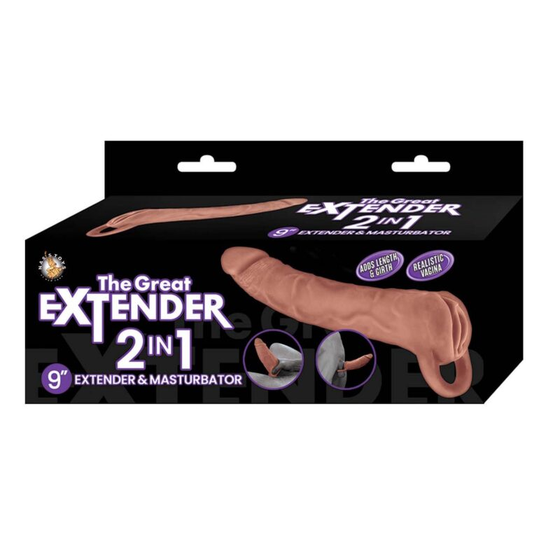 The Great Extender 2 in 1 9" Extender & Masturbator Brown