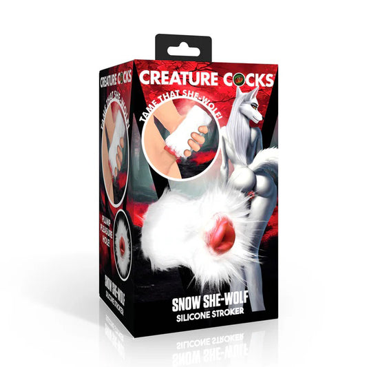 Snow She-Wolf Silicone Stroker - White