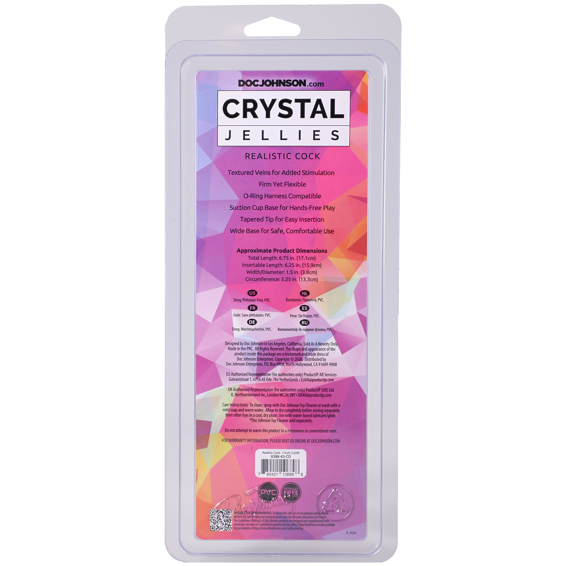 Crystal Jellies - Realistic Cock - 7 Inch Clear